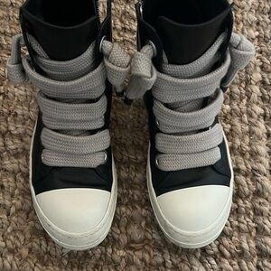 Rick Owens Black and Gray High-Top Sneakers